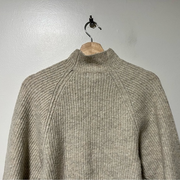 Ruby Moon Alpaca Blend Mock Neck Sweater – Size S, Beige, Cozy Ribbed Knit - Picture 4 of 11